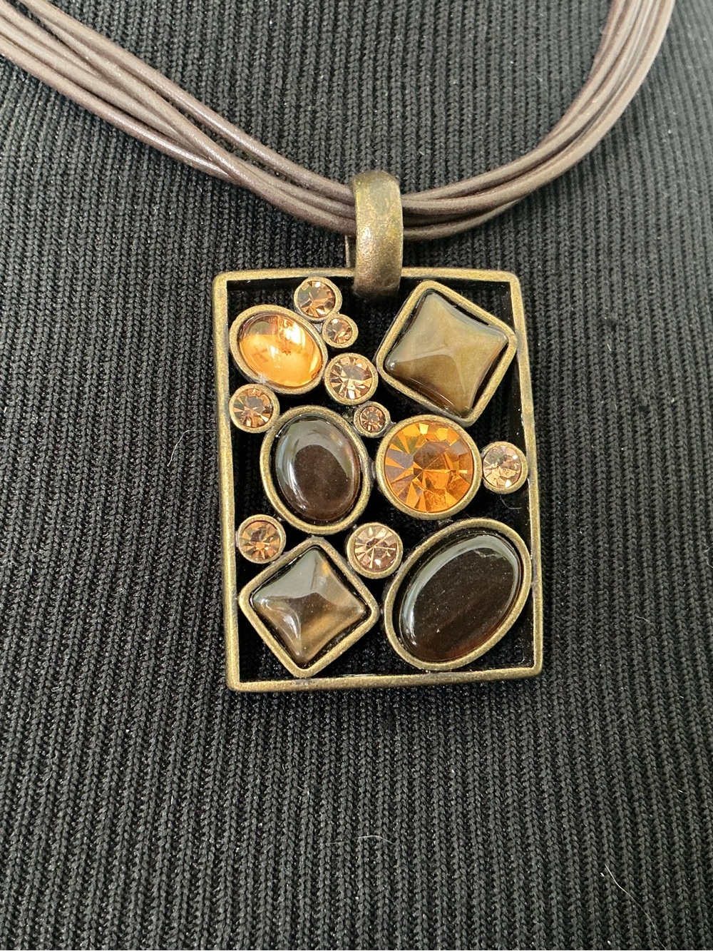 Vintage Park Lane Stone & Crystal Pendant Necklace
